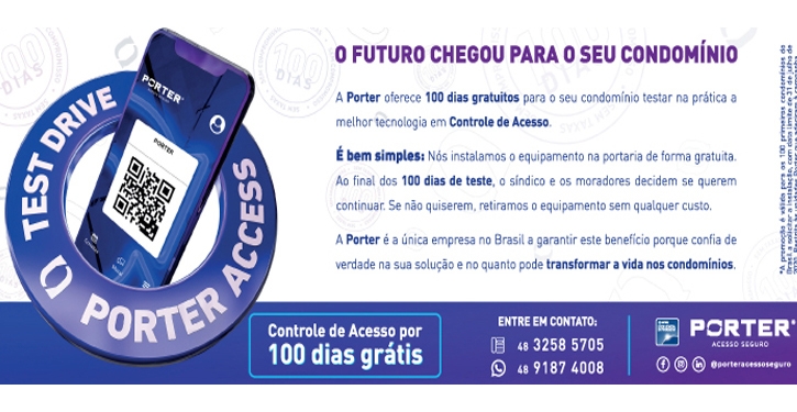 Controle de Acesso Porter Grátis por 100 dias!